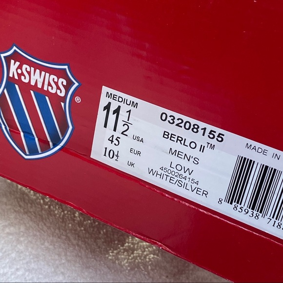 K-Swiss white leather stripe Berlo II sneaker shoe - Picture 9 of 9